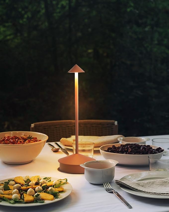 Cordless Table Lamp Desk lamps, 6000mAh Rechargeable Table Lamps, Portable LED Touch Lamp, Outdoor Battery Operated Dimmable Cordless Rechargeable Table Lamps for Restaurant/Patio (1 Pcs Brown)