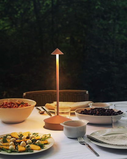 Cordless Table Lamp Desk lamps, 6000mAh Rechargeable Table Lamps, Portable LED Touch Lamp, Outdoor Battery Operated Dimmable Cordless Rechargeable Table Lamps for Restaurant/Patio (1 Pcs Brown)