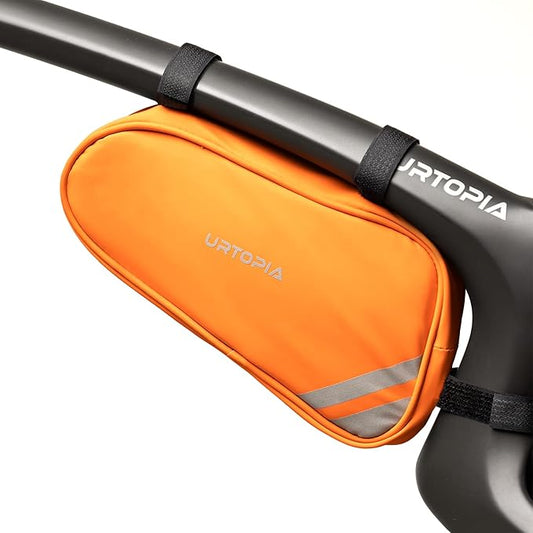 URTOPIA Bike Frame Bag, Waterproof Bicycle Storage Bag 1.5L, Large Volume, Easy to Install, Reflective Bike Triangle Bag, Down Tube Bike Bag for Road Bike, Mountain Bike, Bike Accessories (orange)
