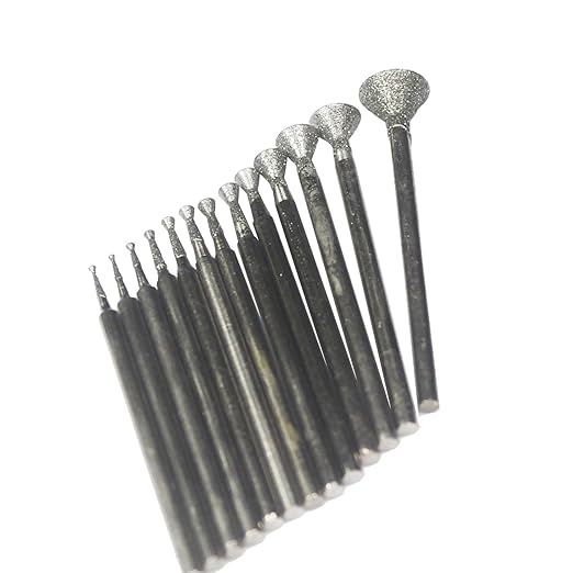 𝐋𝐮𝐨 𝐤𝐞 13 Pcs Triangle Shape Diamond Burr - 3/32'' Shank Diamond Mounted Grinding Burs Stone Carving Bits for Rotary Tools