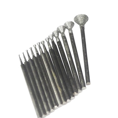 𝐋𝐮𝐨 𝐤𝐞 13 Pcs Triangle Shape Diamond Burr - 3/32'' Shank Diamond Mounted Grinding Burs Stone Carving Bits for Rotary Tools