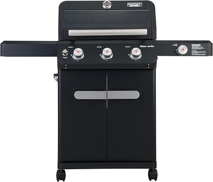 Monument Grills 3+1 Outdoor Barbecue Stainless Steel Propane Gas Grill, 3 Burners & 1 Side Burner 48,000 BTU Patio Garden Grill with Knob Controls, Mesa325, Black