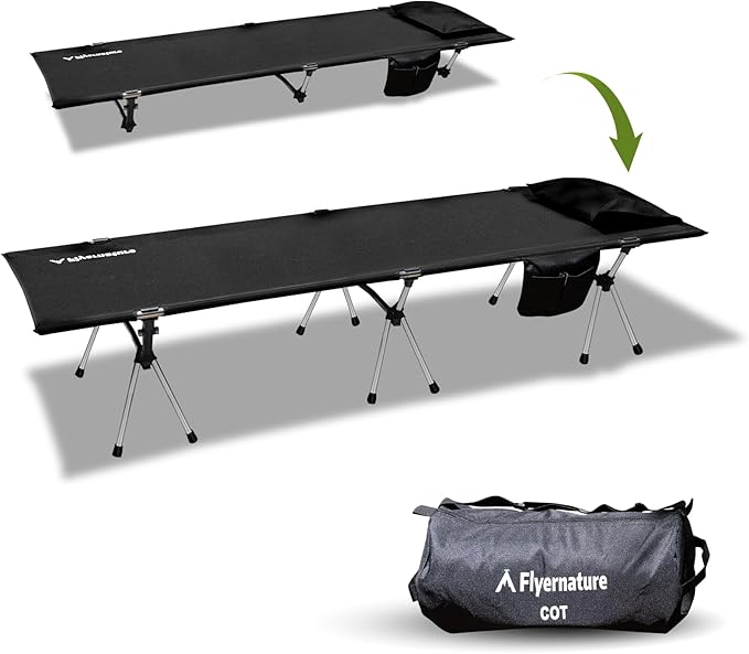 Camping Cot,Ultra-Lightweight Folding Backpacking Cot,300 LBS Weight Capacity,Adult Portable Camping Bed,Suitable for Camping,Hiking,Travel,Home,Office,Sleeping,Black.75" x 26" x 15.8"