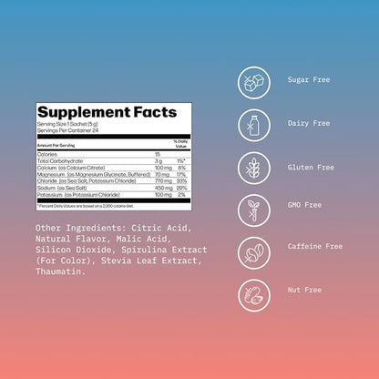 Mikra Hydrate Electrolytes Powder Packets, Sugar Free Hydration Powder Sticks, Naturally Flavored Electrolyte Drink Mix for Needed Hydration Support, Daily Wellness & Workout, Blue Raspberry, 24 Pack