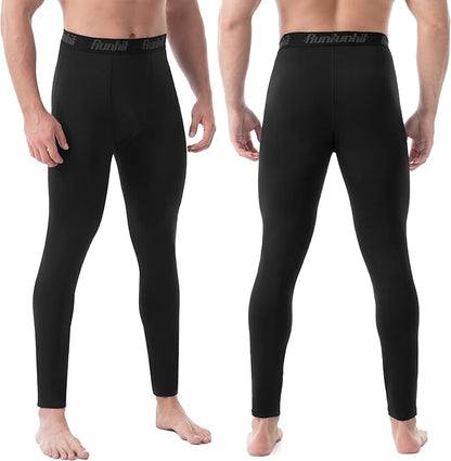 Runhit Men's Thermal Compression Pants Fleece Lined Sports Tights Athletic Leggings Base Layer Bottoms Cold Weather Gear