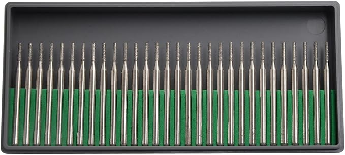 30Pcs 1.5mm Cylinder,3mm Shaft,Diamond Stone Abrasive Burs Burr Grit Bits for Rotary Tool Grinding Head Jewelry Lapidary Woodworking (Cylinder 1.5mm)