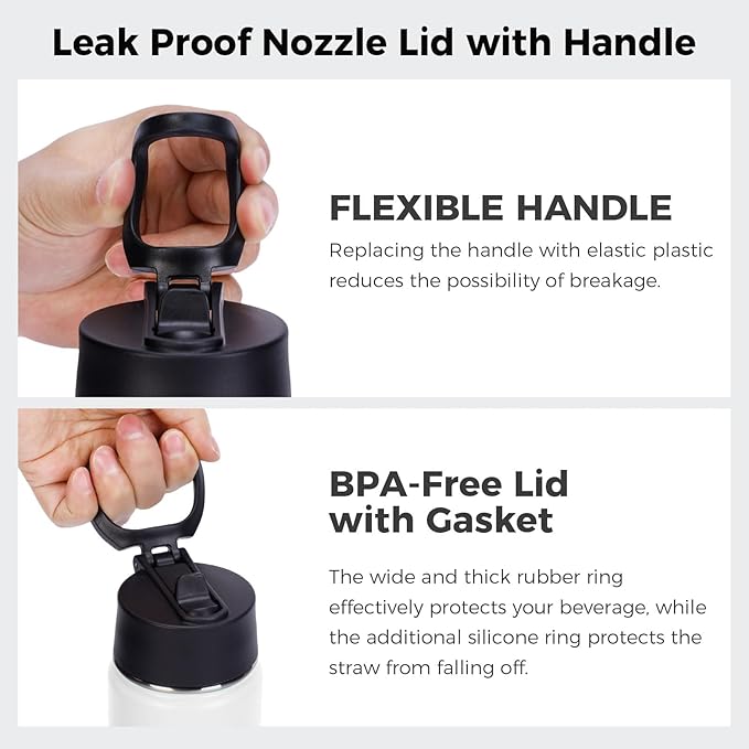 Neihepal 22 oz Insulated Water Bottles Bulk, Double Walled Vacuum Stainless Steel Water Bottle Multipack with Leak Proof Straw Lid for Men, Adults, Kids, Gym, Sports (White,4 Pack)