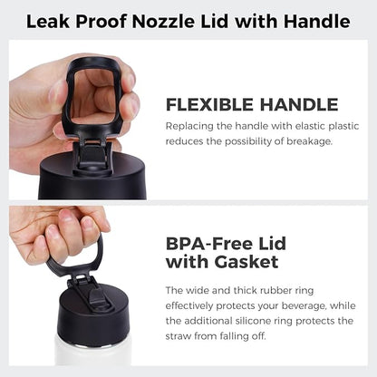 Neihepal 22 oz Insulated Water Bottles Bulk, Double Walled Vacuum Stainless Steel Water Bottle Multipack with Leak Proof Straw Lid for Men, Adults, Kids, Gym, Sports (White,4 Pack)