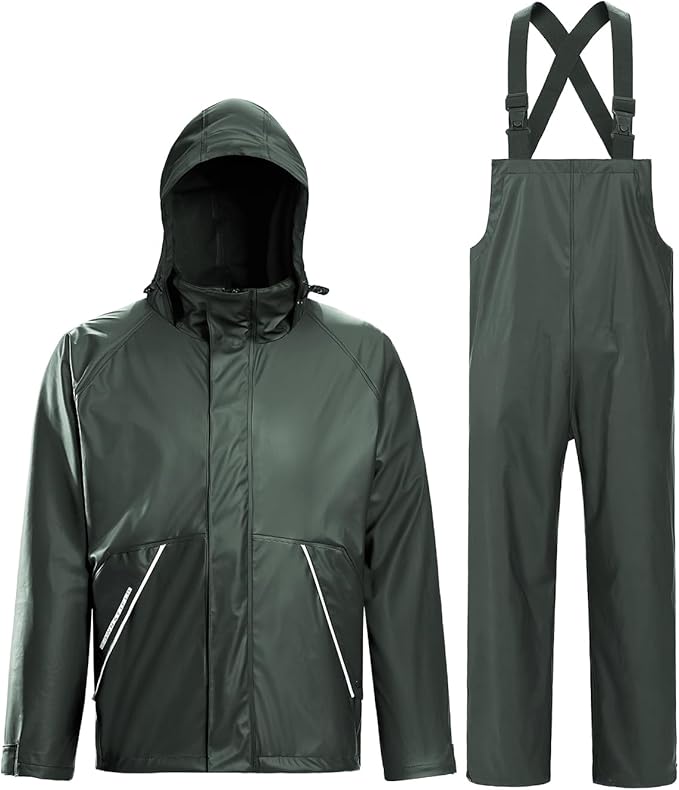 TOWN&FIELD Rain Suits for Fishing Waterproof Rain Gear for Men Women Heavy Duty Rain Coat Jacket with Pants/Overalls