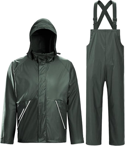 TOWN&FIELD Rain Suits for Fishing Waterproof Rain Gear for Men Women Heavy Duty Rain Coat Jacket with Pants/Overalls