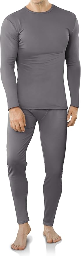 VZV Thermal Underwear for Men Fleece Lined Long Johns for Mens Thermals Top and Bottom Set Soft Base Layer for Winter