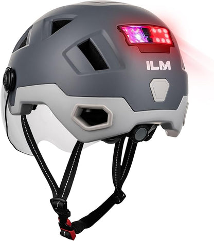 ILM Smart Adult Bike Helmet with Automatic G-Sensor Turn Signal & Brake Warning LED Light Control Road Cycling Helmet E3-12LS