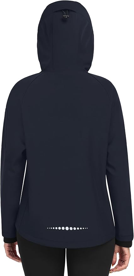MoFiz Women's Fleece Lined Softshell Jacket Hooded Windproof Lightweight Insulated Jacket Full Zip Warm Coat