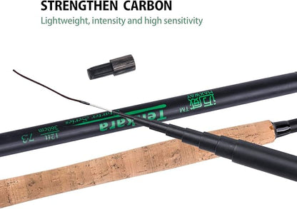 Goture//Telescopic Tenkara Fishing Rod Kit//Ultralight Travel Fishing Rod,Portable Collapsible Bass Crappie Rod, Carbon Fiber Inshore Stream Trout Pole 10 12 15 18 21 24 Free Tip Set(Top 3 Segment)