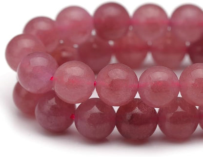 Youngbling Natural Crystal Beads for Jewelry Making,6mm Strawberry Quartz Polished Round Smooth Stone Beads,Genuine Real Stone for Bracelet Necklace 15 Inch(Strawberry Quartz,6mm)