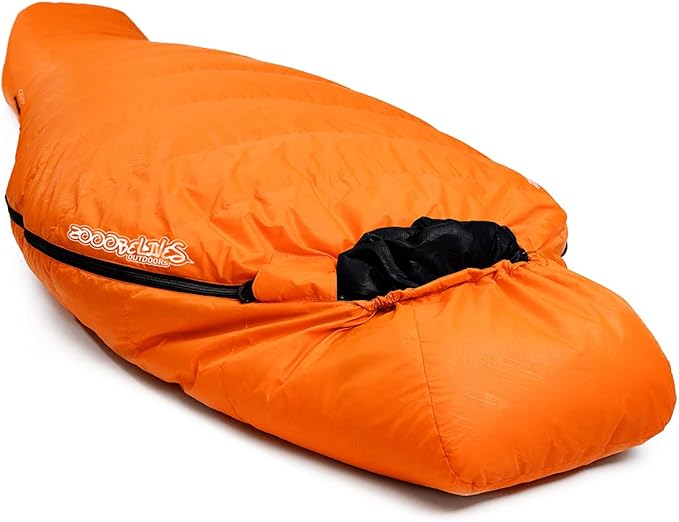 ZOOOBELIVES 10 Degree F Hydrophobic Down Sleeping Bag for Adults - Lightweight and Compact 4-Season Mummy Bag for Backpacking, Camping, Mountaineering and Other Outdoor Activities – Alplive D1500