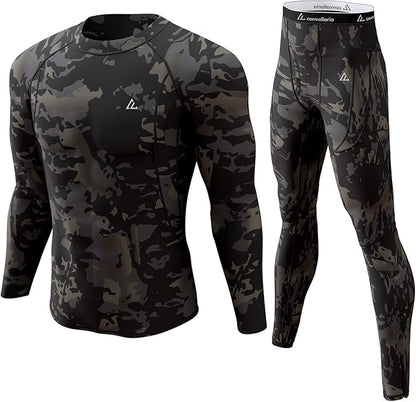 CL convallaria Mens Thermal Underwear Set with Fly Long Johns Base Layer Winter Hunting Gear Sport Top and Bottom