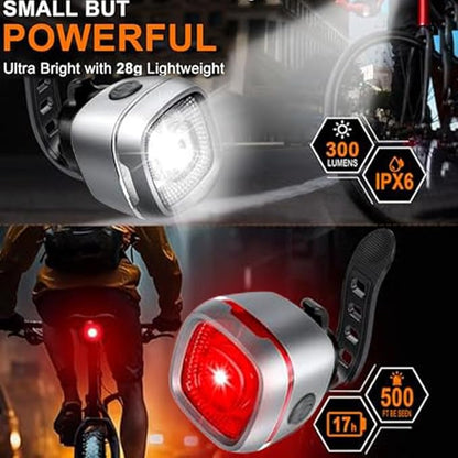 Bicycle Front and Rear Lights,Bike Light, Type-C Rechargeable, Flashing Light，Suitable for Night Riding, Cycling，Bike Headlight &Taillight for Men Women Girls Kids Road Mountain