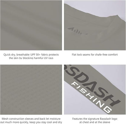 BASSDASH Fishing T Shirts for Men UV Sun Protection UPF 50+ Long Sleeve Tee T-Shirt