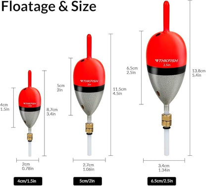 THKFISH Fishing Bobber Slip Bobber Fishing Floats for Crappie Balsa Bobbers for Panfish,Walleye,Salmon Floatage