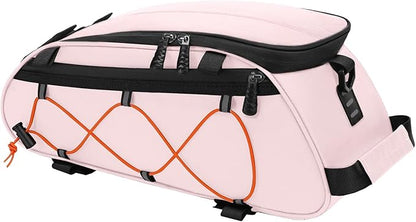 MOSISO Bike Rack Bag with 2 Removable Panniers, Waterproof Bike Trunk Cooler Storage Handbag Insulated Bicycle Rear Seat Pouch, Bicycle Storage Saddle Shoulder Bag Cycling Luggage Pouch, Pink