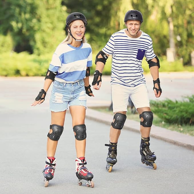 JBM Adult & Youth Skating Protective Gear Set, Skateboard Helmet, Knee Pads and Elbow Pads with Wrist Guards Set for Inline Roller Skating, Scootering, Skateboarding