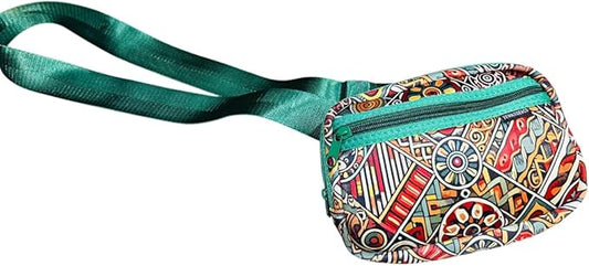 Yewande&co Neoprene Fanny Pack Belt Bag – Lightweight Waterproof Waist Bag with Adjustable Strap, 3 Zippered Pockets, Crossbody Belt Bag for Travel, African Design Crossbody Bags (Petals)