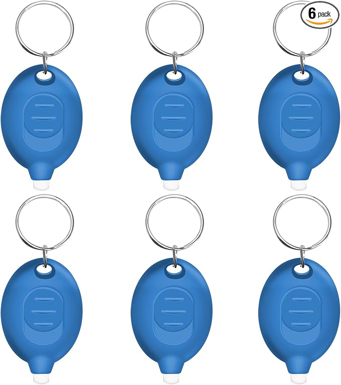 Mini LED Blue Light Keychain Flashlight, 12 Lumens Small Portable Pocket Torch, Ultra Bright Micro LED Keychain Light for Everyday Carry (6PCS)