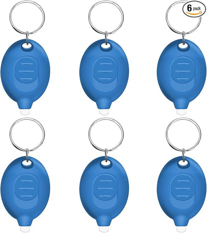 Mini LED Blue Light Keychain Flashlight, 12 Lumens Small Portable Pocket Torch, Ultra Bright Micro LED Keychain Light for Everyday Carry (6PCS)