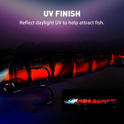 Handing Swimbaits for Bass Pike Walleye, 3 Pieces Lifelike Multi-Jointed Fishing Lures with Mustad Hooks, Fishing Bait for Freshwater and Saltwater