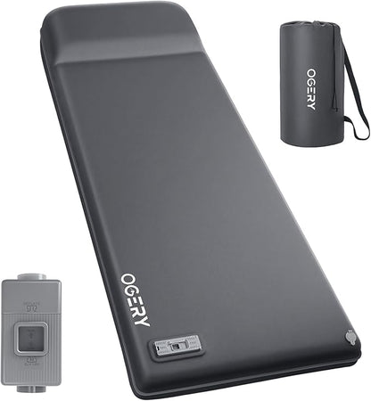 OGERY Self Inflating Sleeping Pad with Electric Pump, 3.15" Ultra-Thick Memory Foam Camping Pad, 4 Season Camping Mattress Pad with Built-in Pillow, Camping Essentials Gear for Tent Travel Car