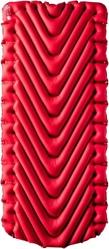Klymit Insulated Static V Luxe Inflatable Sleeping Pad for Camping, Lightweight Hiking and Backpacking Air Bed For Cold Weather,Red