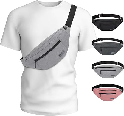 MAXTOP Large Crossbody Fanny Pack with 4-Zipper Pockets,Gifts for Enjoy Sports Festival Workout Traveling Running Casual Hands-Free Wallets Waist Pack Phone Bag Carrying All Phones