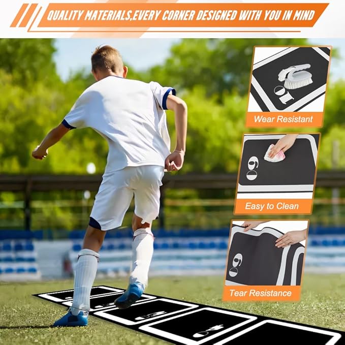 Agility Ladder Set: 15ft Rubber Non-Slip Agility Training Ladder with 10 Soccer Cones for Outdoor Agility Training| Basketball Fitness Soccer Training Equipment for Adults Youth