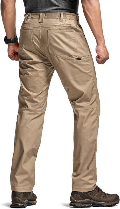 CQR Men's Flex Stretch Tactical Pants, Water Resistant Ripstop Cargo Pants, Lightweight EDC Outdoor Work Hiking Pants