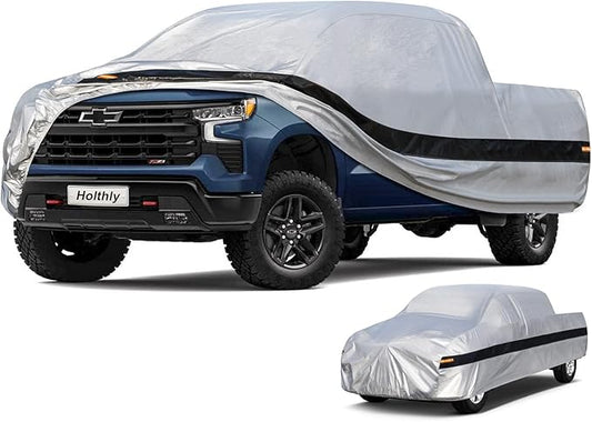 10 Layers Truck Cover Waterproof All Weather. Pickup Truck Cover Rain Snow UV Dust Protection. Length: 230-242 inches, Universal Fit for Ford F150 Chevy Silverado Dodge Ram 1500.