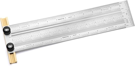 POWERTEC 80025 12 Inch Precision Marking T Rule, Stainless Steel Woodworking T Square Ruler for Marking, Measuring, Scribing Tool