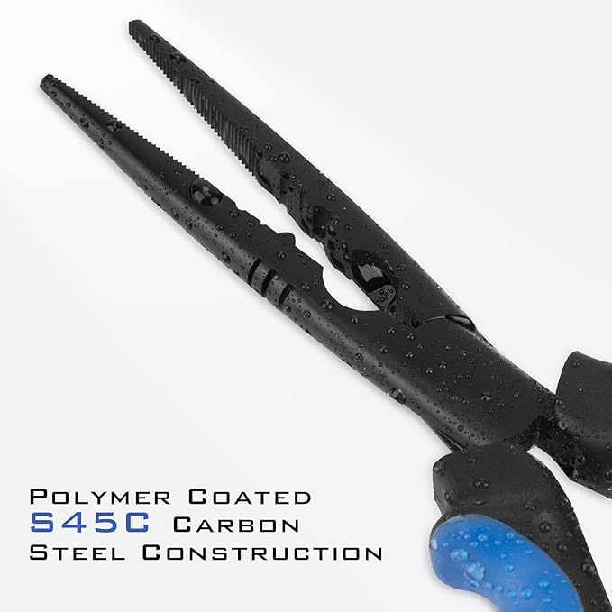 KastKing Intimidator Fishing Pliers, Corrosion Resistant Polymer Coated Fishing Tools, Tungsten Carbide Cutters, Saltwater Resistant Fishing Gear