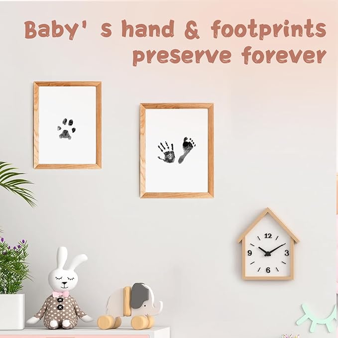 Inkless Baby Hand and Footprint Kit,Clean-Touch Ink Pad Kit,Safe No Mess Printing Infant Hand Foot Stamp,2 Pack Newborn Inkless Print Pads Best Keepsake or Gifts for Family