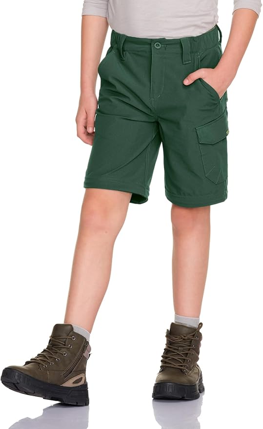 CQR Kids Youth Hiking Cargo Pants, UPF 50+ Quick Dry Convertible Zip Off Pants, Outdoor Camping Pants