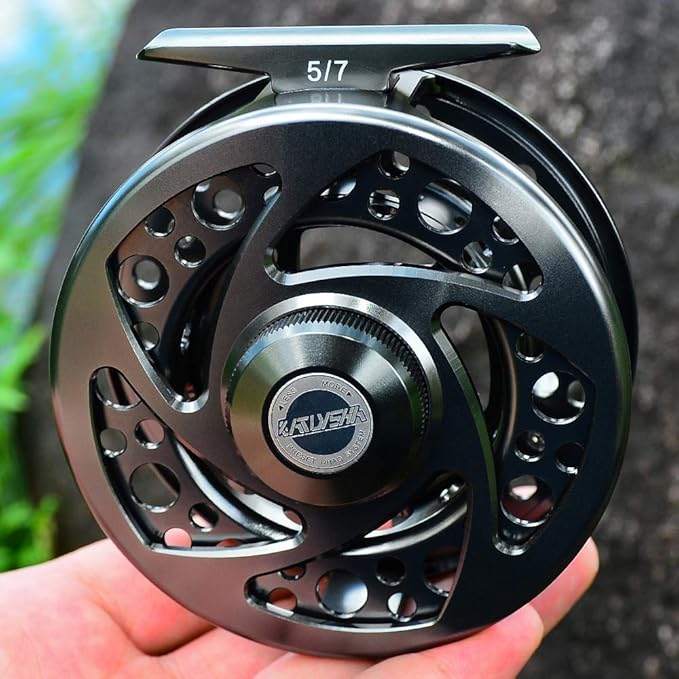 Fly Fishing Reel Fly Reels - Large Arbor CNC-Machined Aluminum Alloy Body Light Weight 5/7, 7/9, 9/10 wt (Black, Green, Silver/Blue, Gray-Green, Silver-Blue,Gunmetal,Ice Blue,Sapphire Blue)