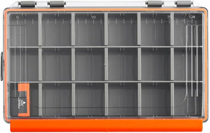 HyperSeal Waterproof Fishing Tackle Box with 3600 and 3700 Trays and Removable Dividers for Lure and Terminal Tackle Storage (Orange, 3600(10.75x7.13x1.8 in)