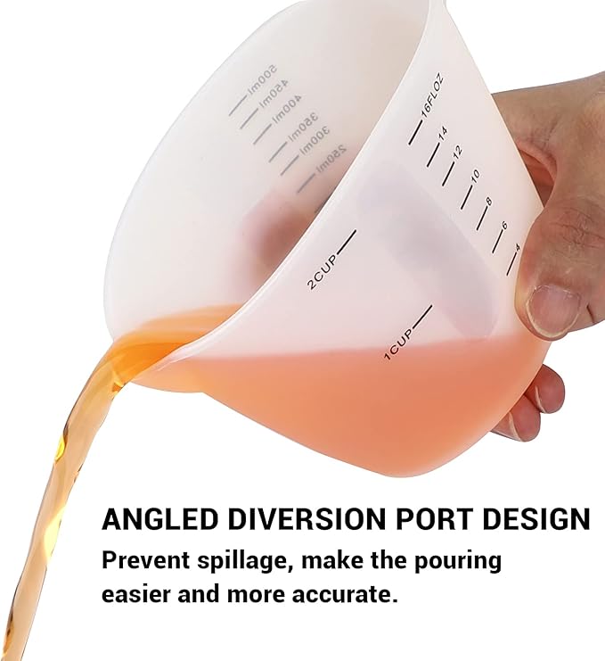 Gartful 500ml Large Silicone Measuring Cups, 2-Cup Resin Mixing & Pouring Cups for Epoxy, Resin Jewelry Making, Nonstick Reusable Craft Measuring Cups, 16 oz, Set of 2