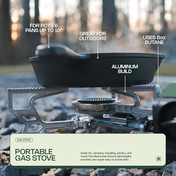 Portable Gas Stove - Reliable Gas Burners for Cooking - Outdoor Gas Stove, Indoor Gas Stove - Versatile Camping Stove - Safe Gas Cooking Burner - Gas Stove by Altena