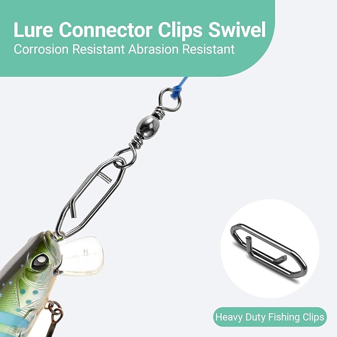 Atibin Saltwater Freshwater Snap Swivels Stainless Heavy Steel Fishing Clips Swivel Barrel Clip Fishing Snaps Rolling Speed Change Black Nickel