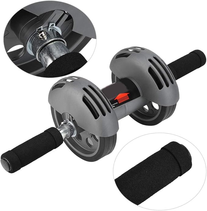 AB Double Roller Workout System Abdominal Muscle Exerciser Gym Home Fitness Equipment Gray