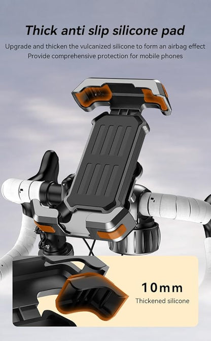 One-Hand Operation Bike Phone Holder 360° Rotation & Anti-Vibration Quick Release Holder for Motorcycle Scooter E-Bike Fits iPhone Samsung Google Pixel, Black (Upgraded Version)