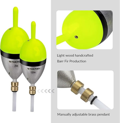 THKFISH Fishing Bobber Slip Bobber Fishing Floats for Crappie Balsa Bobbers for Panfish,Walleye,Salmon Floatage