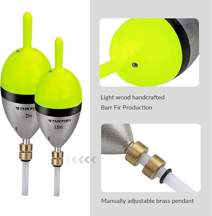 THKFISH Fishing Bobber Slip Bobber Fishing Floats for Crappie Balsa Bobbers for Panfish,Walleye,Salmon Floatage