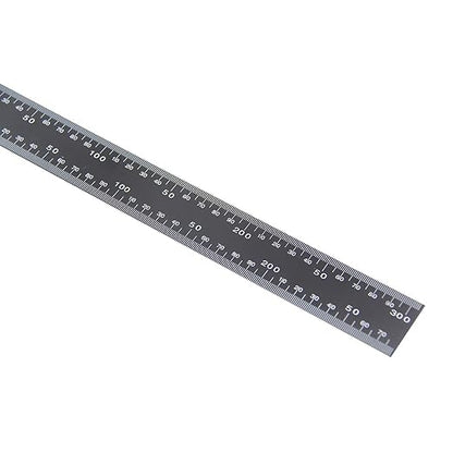 Metal Square Ruler Leathercraft Black Tempered Stainless Steel Measuring Square Ruler for DIY Leather Handmade Sewing Tools Measuring Supplies, Length 0-300mm/0-12inch Scale